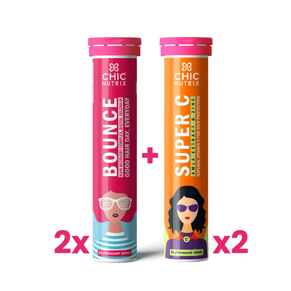Clear skin & Bouncy hair Routine - Chicnutrix Bounce + Super C